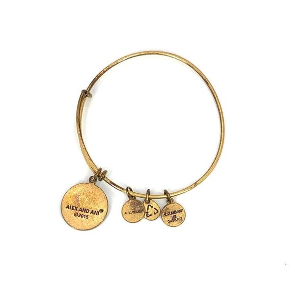 Alex and Ani Initial J Charm Bracelet Gold Finish - Expands 2"- 3.5" - Picture 2 of 2